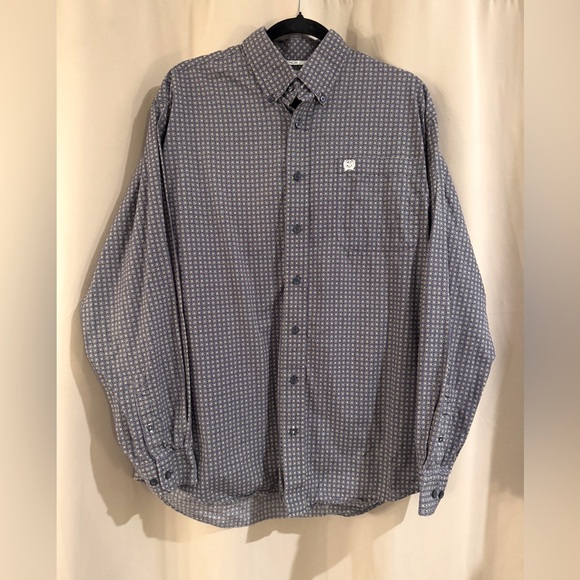 Men’s Blue Cinch Long Sleeves Button Down - Picture 1 of 7